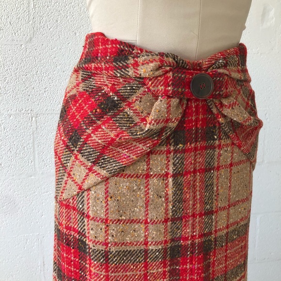 Valentino Plaid Wool Front split maxi skirt sz: 12 NWT - Picture 4 of 14